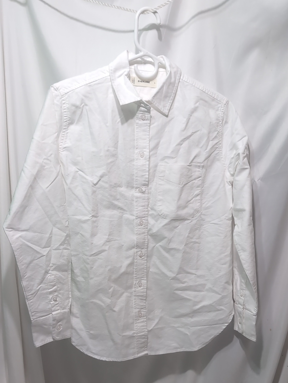 Women's Everlane White Cotton Button-Up Dress Or Work  Shirt Size 0 NWOT